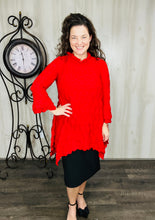 Regina Textured Tunic- Red