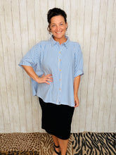 Rylee Cornflower Blue & White Striped Top