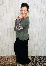 Isabella Ribbed Leopard & Olive Top