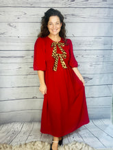 Sonja Leopard Bow Dress-Red