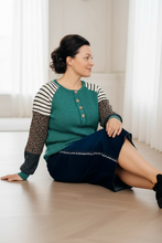 Gina Leopard & Stripes Ribbed Top