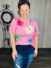 Pink Floral Textured Top