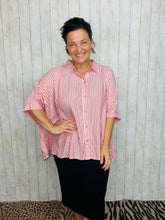 Rylee Ruby & White Striped Top