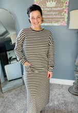 Candice Ribbed Skirt- Gray Striped
