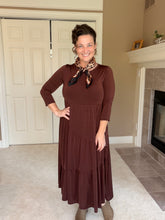 Tonya Marie Tiered Dress- Midi Length-Brown