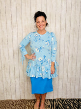 Jenny Ruffle High Low Tunic-Blue Floral