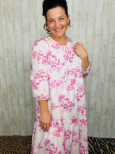 Cassie Tiered Boho Style Dress-Pink Toile
