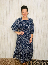 Georgiana Navy Square Neck Dress