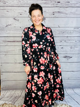 Kaylee Collared Black & Mauve Dress