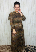 Animal Print & Sequins Belted Dress