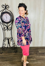 Jasmine Bow & Ruffle Tunic- Purple Paisley