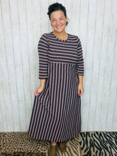 Everyday Style Dress- Brown & Pink Stripes