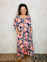 Hannah Tiered Square Neck Dress- Multicolored