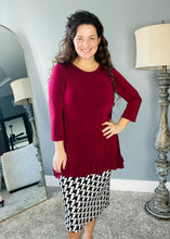 Maggie Double Ruffle High-Low Tunic-Burgundy