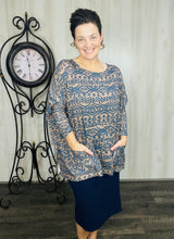 Brown & Navy Aztec Poncho look