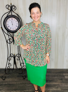 Valarie Green & Coral Top