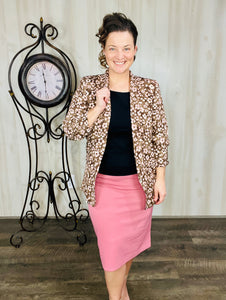 Brown Floral Blazer- Regular & Plus