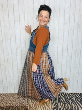 Patchwork Pinafore Plaid Overall/Jumper Dress