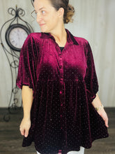 Velvet & Rhinestone Tunic- Teal Green, Plum, or Black