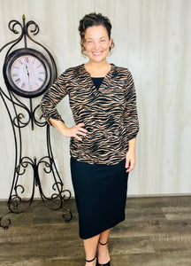 Mariah Brown Animal Print Top