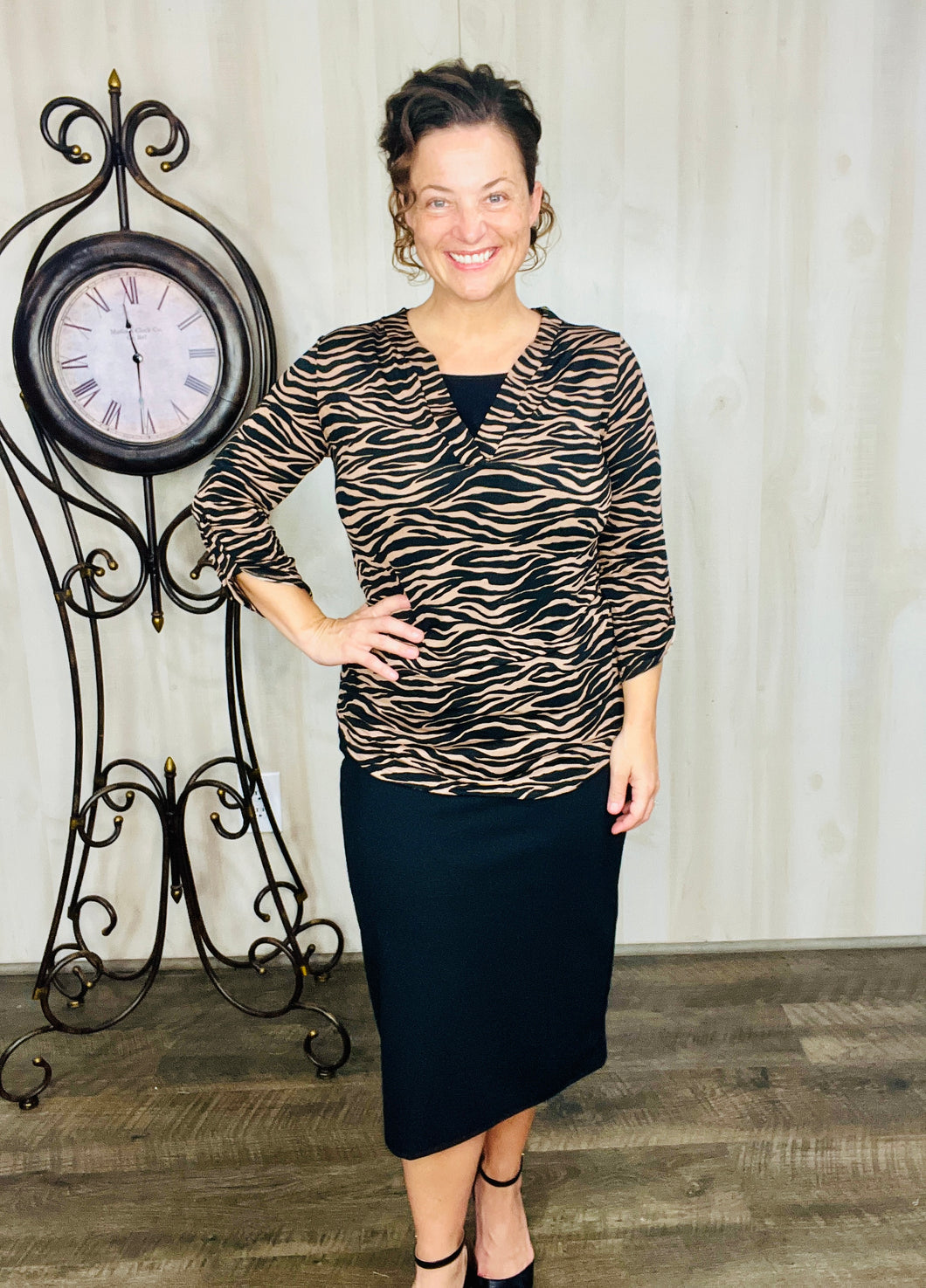 Mariah Brown Animal Print Top