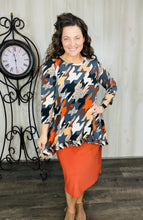 Samantha Ruffle High Low Tunic- Houndstooth of Color