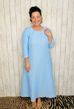 Hannah Square Neck Textured Midi Dress- Powder Blue