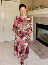 Kara Ruffle Dress- Brown, Pink & Cream