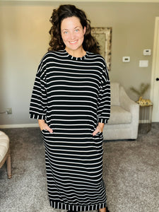 Comfy & Cute Black Striped Dress