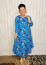 Veronica Ruffle Swing Dress- Blue & Floral