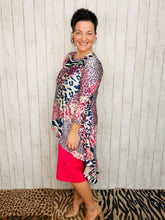 Dramatic High-Low Tunic -Mixed Animal Prints