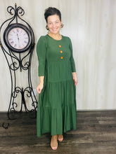 Tonya & Wood Button Dress- Olive