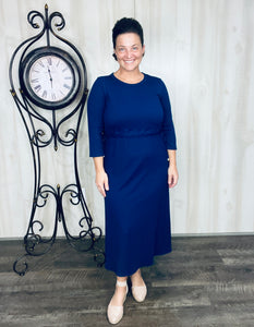 Ribbed Lounge Dress- Navy