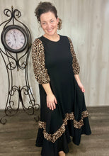 Michella High Low Dress-Black & Leopard