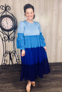 Layers of Joy Ruffle Dress- Purple, Pink & Blue