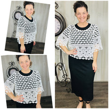 Hook Flower Hollowed Out Fashion Top: Beige or White