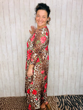 Tonya Marie Tiered Dress- Midi Length- Leopard & Roses