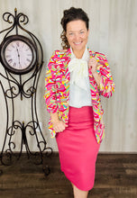 Madeline Ruched Sleeved Blazer- Pink Vibes