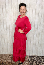 Misty Ruffle Tiered Dress- Red