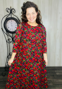 Brenda Red Floral Dress