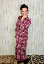 Adorable In Plaid Lounge Dress-Burgundy Plaid