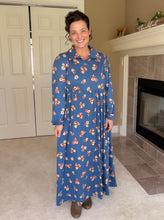 Kaylee Collared Blue & Rust Dress