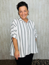 Rylee White & Black Striped Top