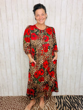 Missy Midi Length Animal Print & Roses Dress