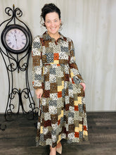 Kaylee Collared Animal Print Patchwork Dress