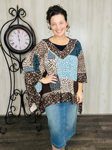 Teal Animal Print Poncho