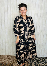 Mallory Abstract Dress- Black & Ivory