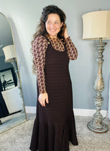 Brown Houndstooth Mesh Layering Style Top