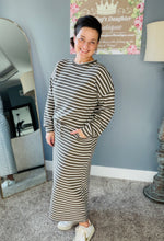 Candice Ribbed Skirt- Gray Striped