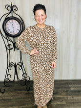 Sophia Sweatshirt Dress-Brown Leopard Print